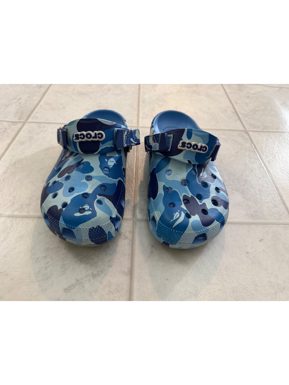 Crocs blue camo clogs a bathing ape